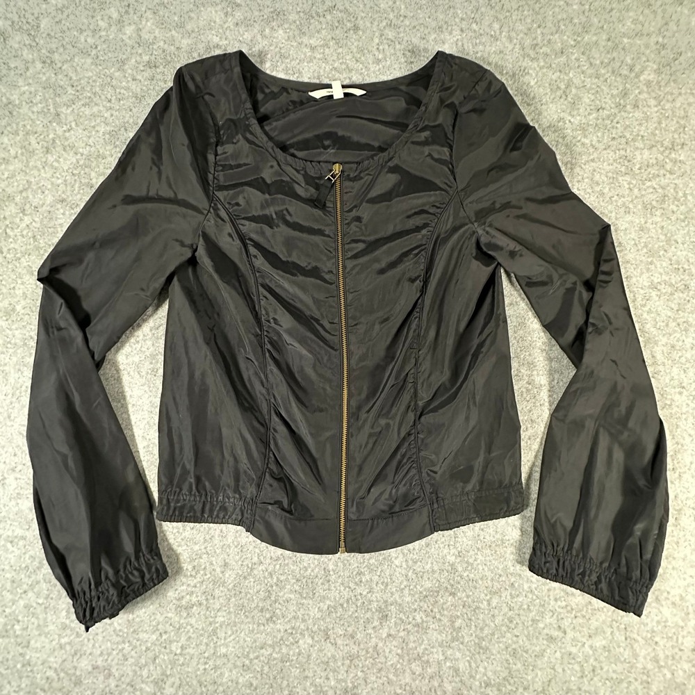 Vanessa Bruno Full Zip Jacket Womens 36 Black Ruched Bomber Made In France